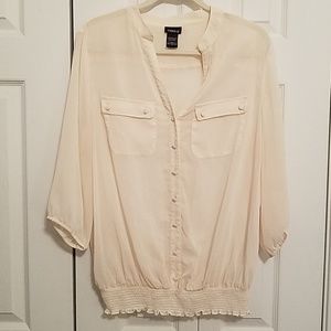Sheer Torrid size 1 Ivory Blouse Elastic Waisted
